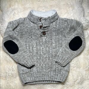 Gray Cable Knit Boys 3T  Sweater with Elbow Patches